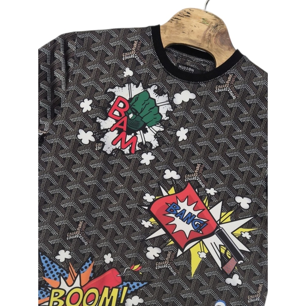 Hudson Outerwear Mens 2XL Comic Graphic T-Shirt Bam Bang Boom GOHARD Monogram